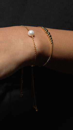 Cady Solitaire Pearl Bracelet Gold Vermeil