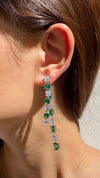 Nona Emerald Green Drop Earrings White Gold Plated