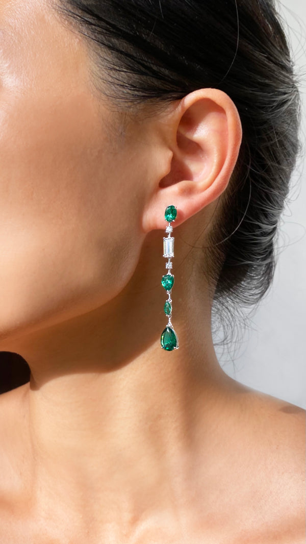 Oaklee Earrings Emerald Green Sterling Silver