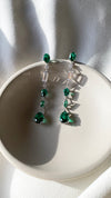 Oaklee Emerald Drop Earrings White Gold Plated