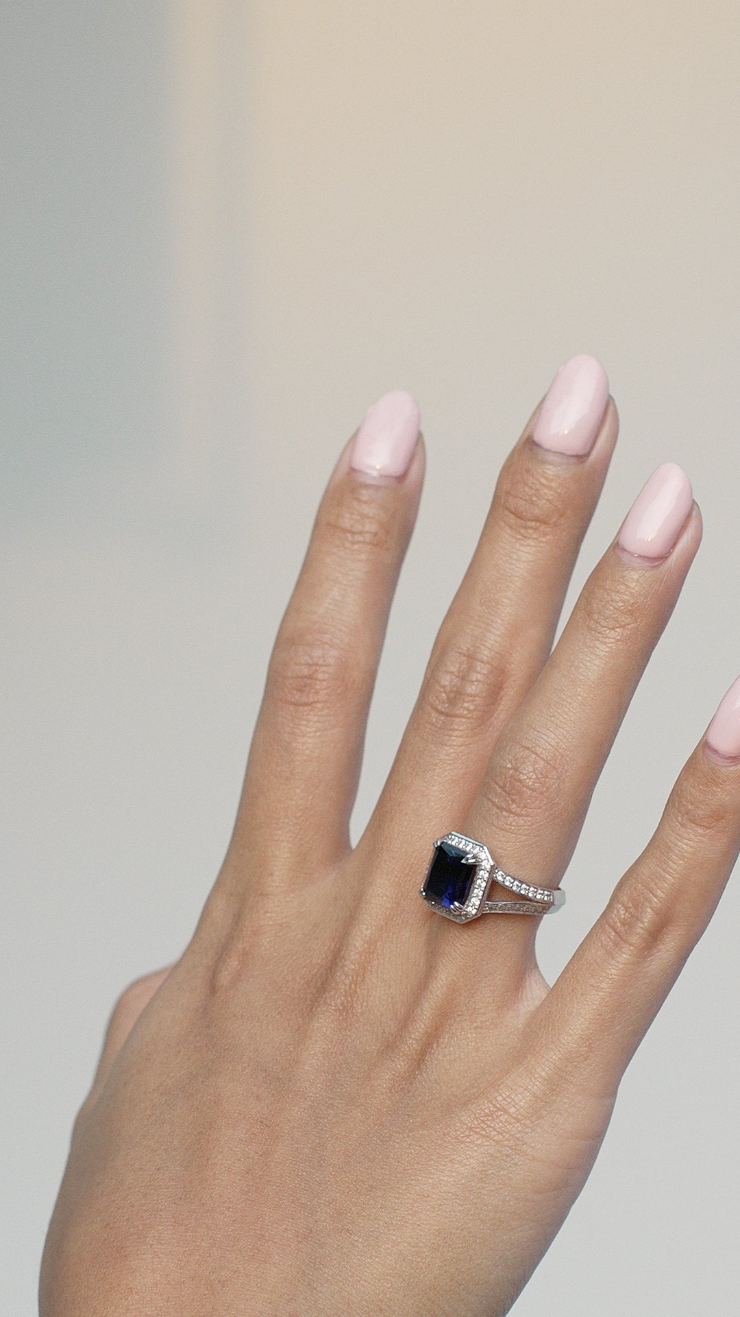 Percy Sapphire Ring White Gold Plated