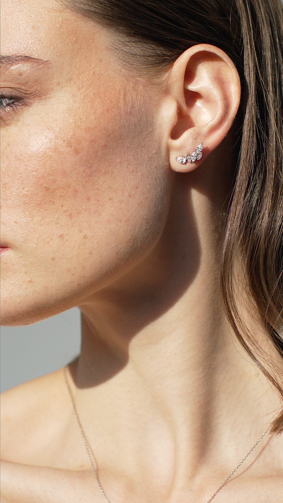 Petunia Stud Earrings 9K White Gold