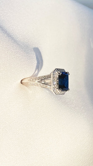 Percy Sapphire Ring White Gold Plated