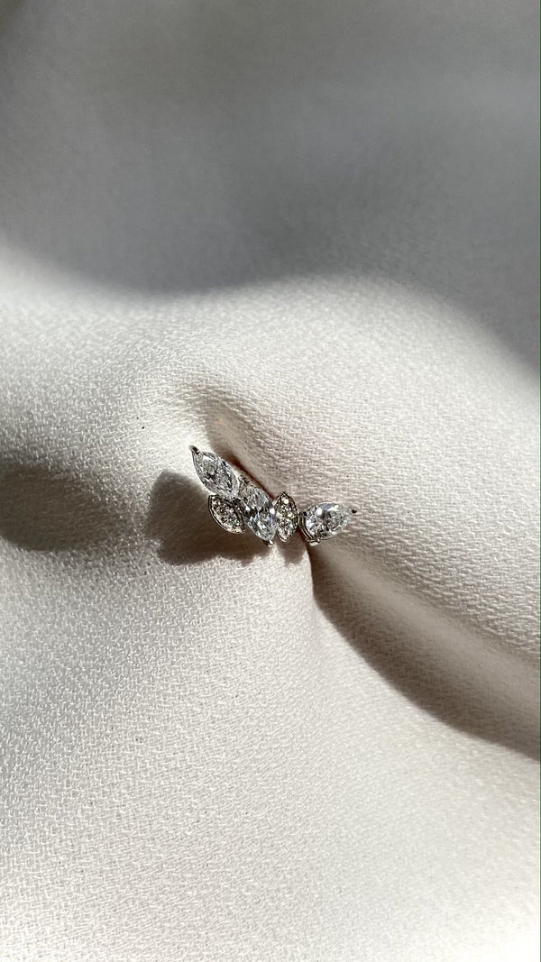 Petunia Stud Earrings 9K White Gold