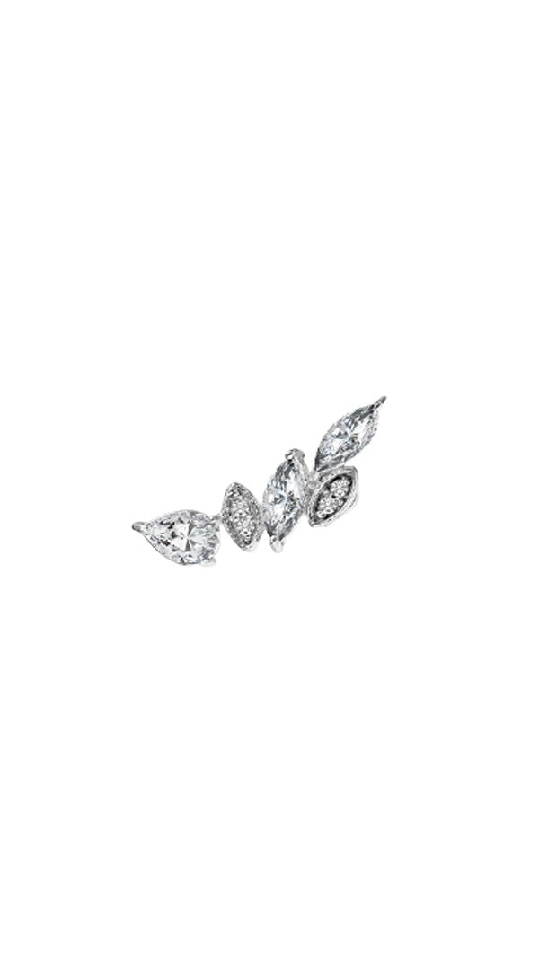 Petunia Stud Earrings 9K White Gold
