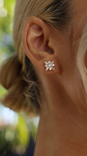 Snowflower Stud Earrings 18K Gold Vermeil