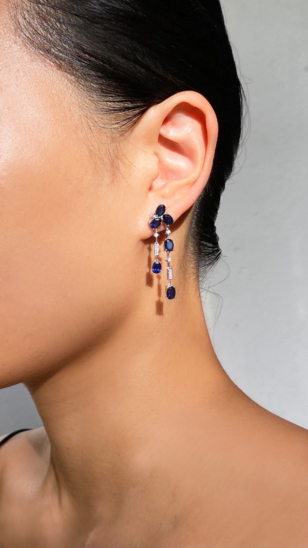 Robbie Earrings Sapphire Sterling Silver
