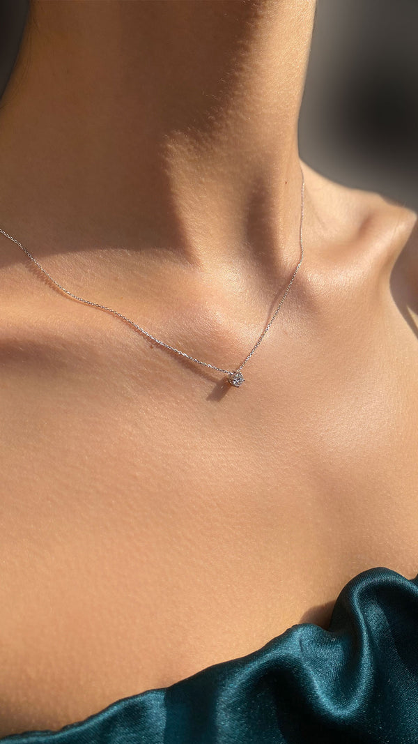 0.20ct lab grown diamond necklace on an adjustable white gold chain. 