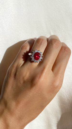 Rosemond Ruby Oval Ring White Gold Plated