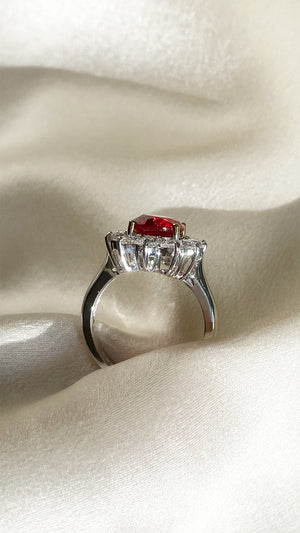 Rosemond Ruby Oval Ring White Gold Plated