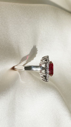 Rosemond Ruby Oval Ring White Gold Plated