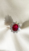 Rosemond Ruby Oval Ring White Gold Plated