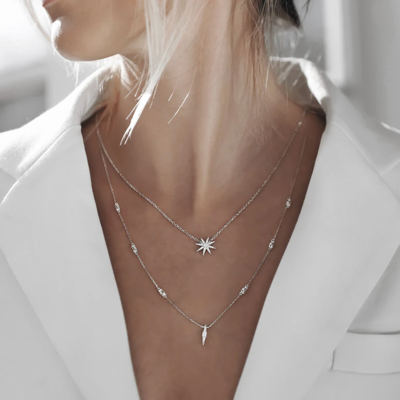 Cosmo Necklace White Gold Plated