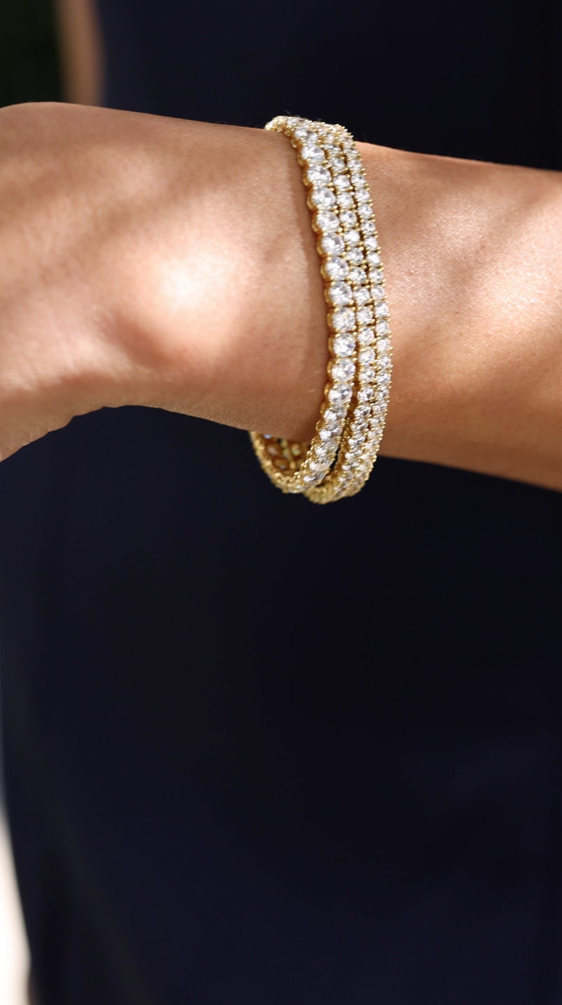 Hailey Round Prong Tennis Bracelet Gold Vermeil