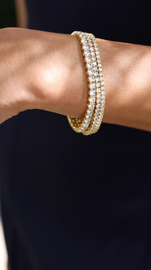 Hailey Round Prong Tennis Bracelet Gold Vermeil