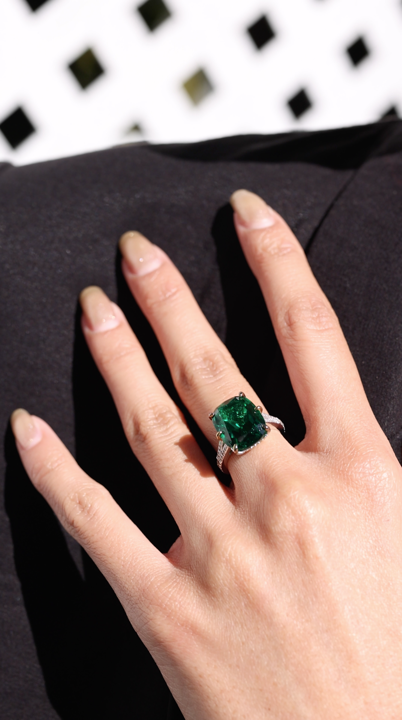 Princess Cut Emerald Cocktail Ring - Ornate Jewels