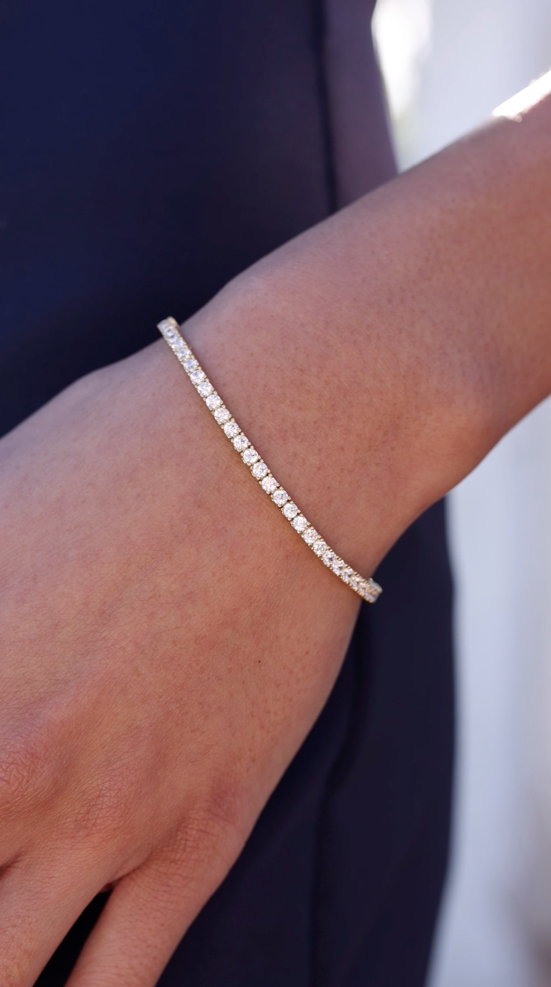 Francine Round Prong Tennis Bracelet Gold Vermeil