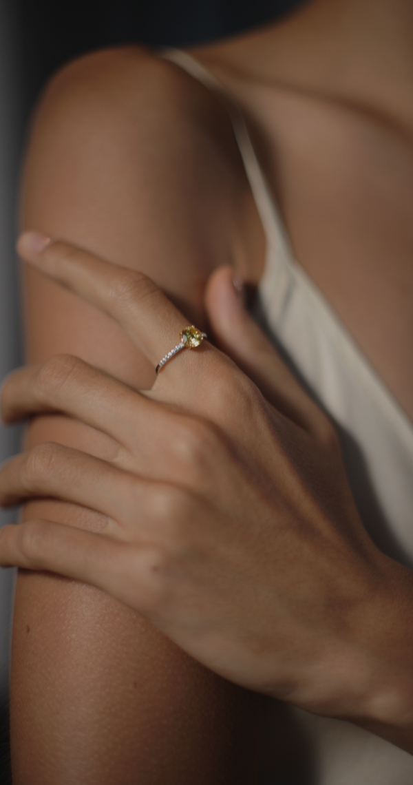 Pippa Canary Round Microset Ring