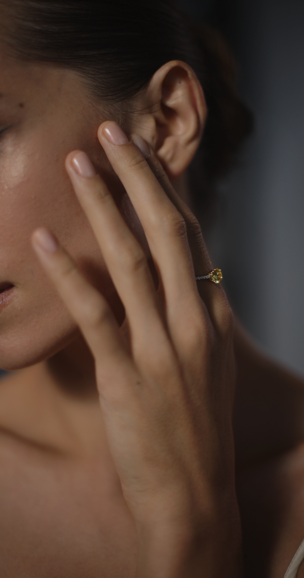 Pippa Canary Round Microset Ring