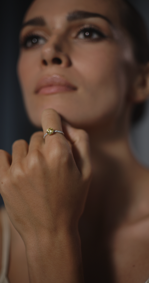 Pippa Canary Round Microset Ring