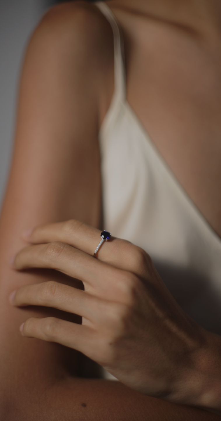Pippa Sapphire Round Microset Ring