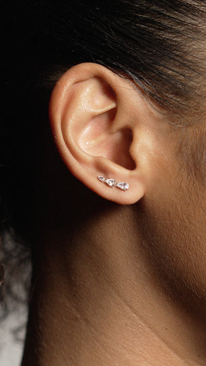 Toluda Ear Climber White Gold Plated