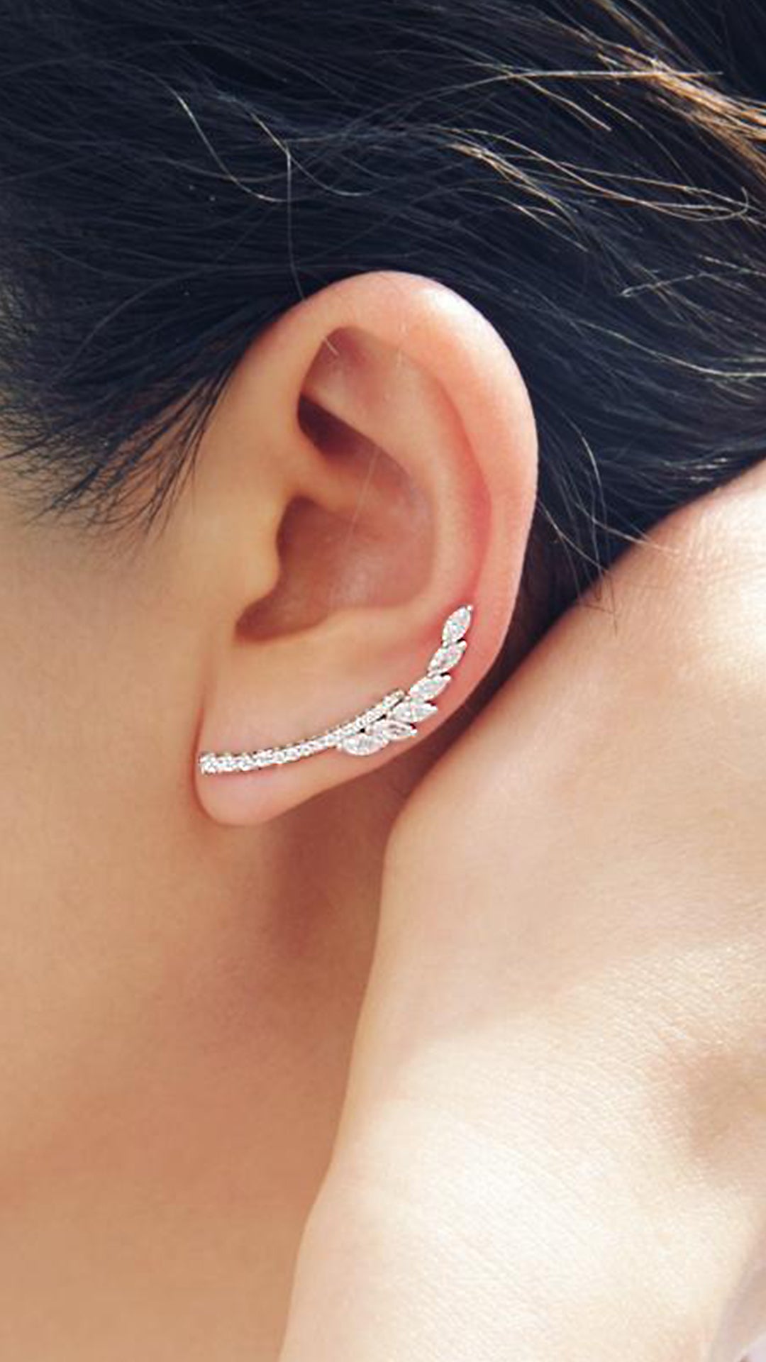 Livia Ear Climber White Gold Plated