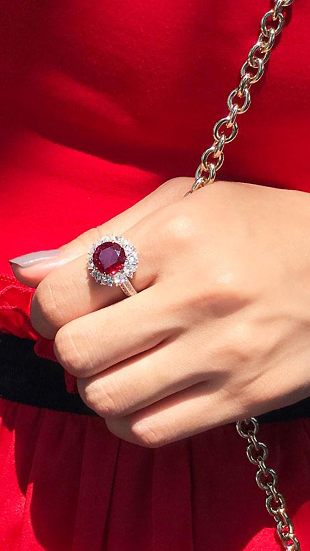 Anastasia Ruby Ring White Gold Plated