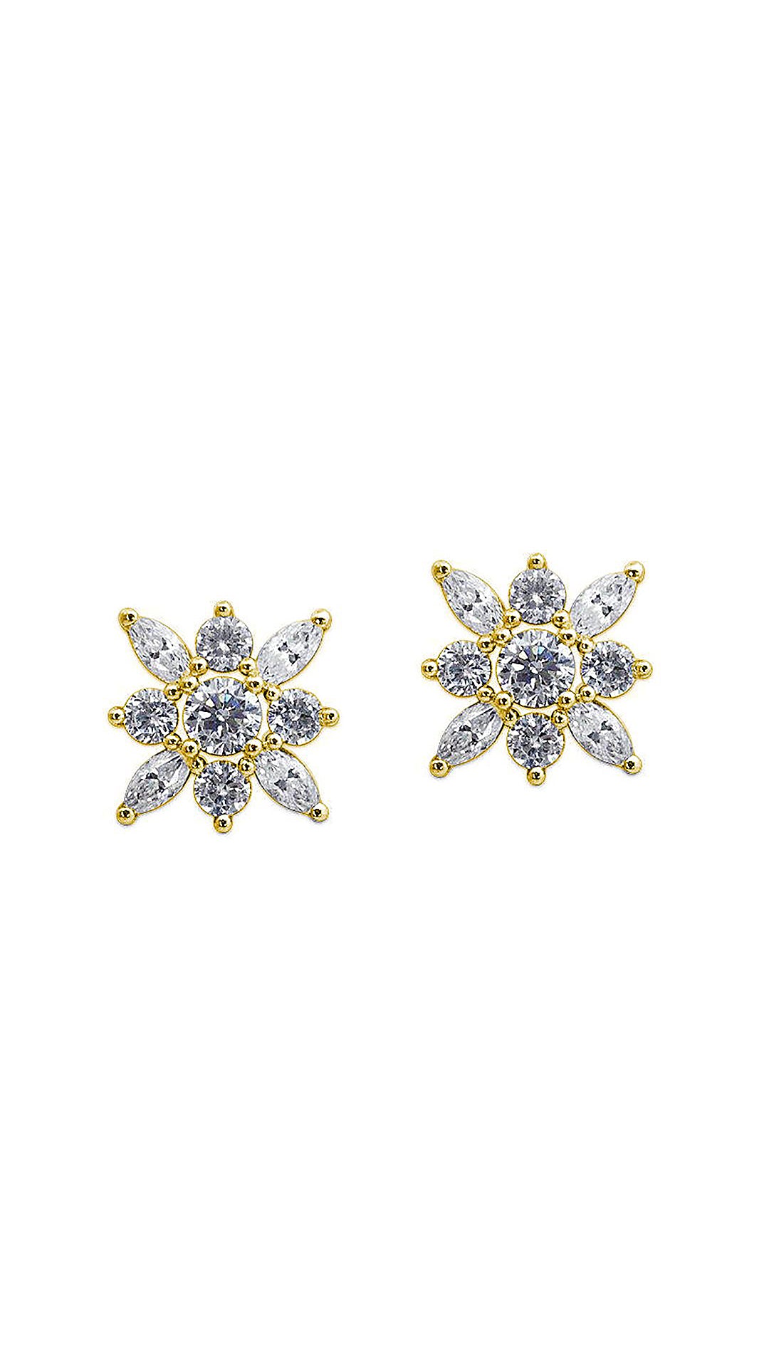 Snowflower Stud Earrings Gold Vermeil