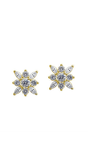 Snowflower Stud Earrings Gold Vermeil