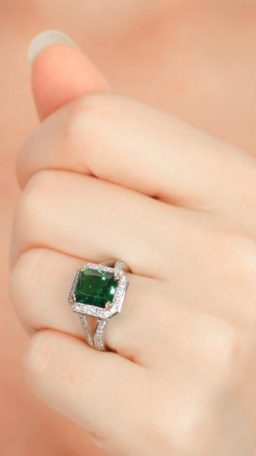 Percy Emerald Ring Sterling Silver